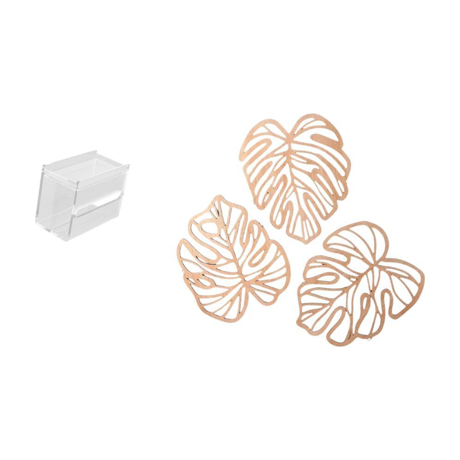 Fiocias Tissue Case Wall Mounted Toilet Paper Storage Box Acrylic Toilet Tissue Towel Holder Palm Leaves Wood Wall Decor for Bedrooms Kitchens Bathrooms