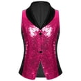 thumbnail image 3 of TiaoBug Kids Girls Shiny Sequins Vest Crop Top Dance Jazz Hip Hop Jacket Waistcoat Pageant Birthday Party Outfits Hot Pink 8, 3 of 6
