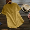 thumbnail image 4 of Loopsun Plus Size Womens Tops, T Shirts for Women, Women's Solid Short Sleeve V Neck Cotton And Linen Button Up Shirt Top Yellow XL, 4 of 4