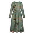 thumbnail image 7 of TaTaai Womens Solid Casual Long Sleeve Dress Crew Neck Loose Fit Mid Calf Length Soft Lightweight Polyester Dress Versatile for Home Daily Spring Summer Wear Gift, 7 of 7