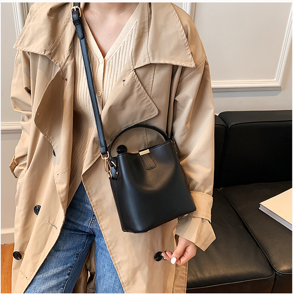 Leather Bucket Crossbody Bag for Women Medium Hobo Purse Handbag Fashion Ladies Top Handle Tote Shoulder Bag