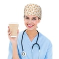 thumbnail image 5 of Scrub Caps Women Men, Leaf Capybara Print Adjustable Working Caps, Turban Hat Cleaning Working Cap with Sweatband, Elastic Bandage Tie Back Nurse Cap, 5 of 5
