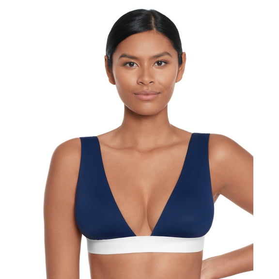 Lauren Ralph Lauren Womens Bel Air Banded Modern V Neck Bikini Top Blue 4