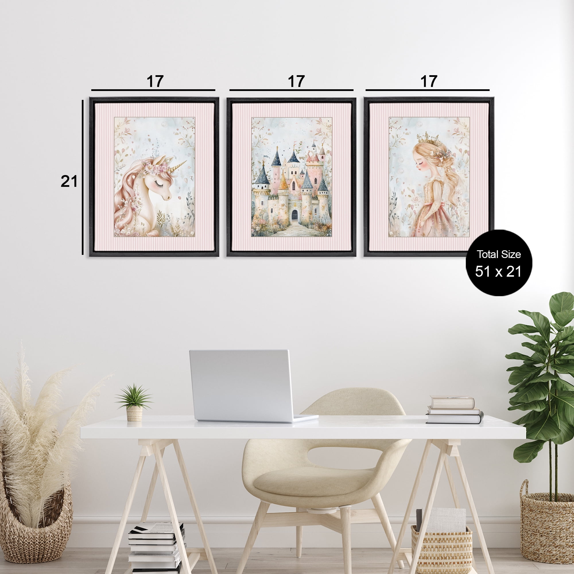 Stupell Industries Fantasy Enchanted Dreams 3 Piece Black Framed Floater Canvas Set, design by Christine Simpson Art