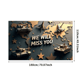 thumbnail image 3 of LUUFILx Military Themed Background Banner with Planes Tanks and Soldiers We Will Miss You Text Party Decorations Farewell Party Photography Props Veterans Event Military Celebration, 3 of 8