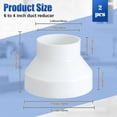 thumbnail image 3 of 2 Pcs 6 to 4 Inch Duct Reducer Increaser ABS Air Adapter Fan or Dryer Vent Pipe Connector, White, 3 of 7