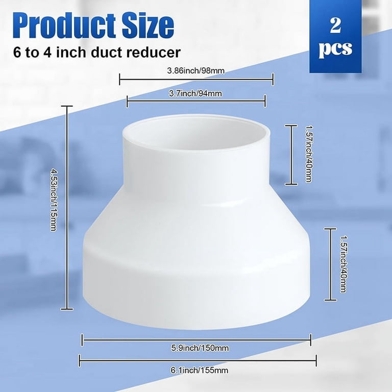 6 Inch Duct 5 To 6 Inch PVC Duct Adapter - Round Plastic Pipe Increaser ...