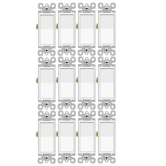 Single Pole Light Switch,NineLeaf 12 Pack 15 Amp Rocker Electrical Light Switch White,SP Paddle Light Switch,120V-277V AC,Residential/Commercial Grade,Home & Office,UL Listed