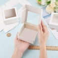 thumbnail image 3 of Paquete de 20 cajas de papel kraft blanco con ventana transparente, 3,6 x 3,6 x 1,4 pulgadas, para envolver regalos., 3 of 9