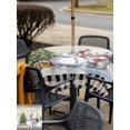 thumbnail image 4 of Outdoor Tablecloth with Umbrella Hole and Zipper, Beige Christmas Square Table Cloth 60x60 Inch Waterproof Tablecloth, Xmas Tree Snowman Bear Snowfall Plaid Picnic Table Cover for Patio Camping, 4 of 7