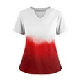 thumbnail image 1 of Ktyne Blouses Médicales pour Femmes Col en V Manches Courtes Extensibles Uniforme de Travail Infirmière Haut de Blouse Décontracté avec Poche Rouge Profond S, 1 of 4