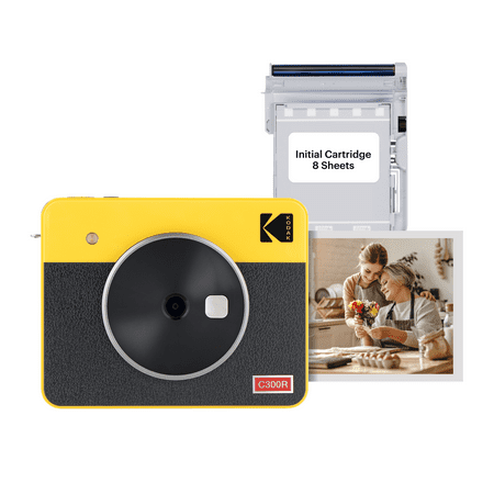 KODAK Mini Shot 3 Retro 4PASS 2-in-1 Instant Camera and Photo Printer (3x3 inches) + 8 Sheets, Yellow