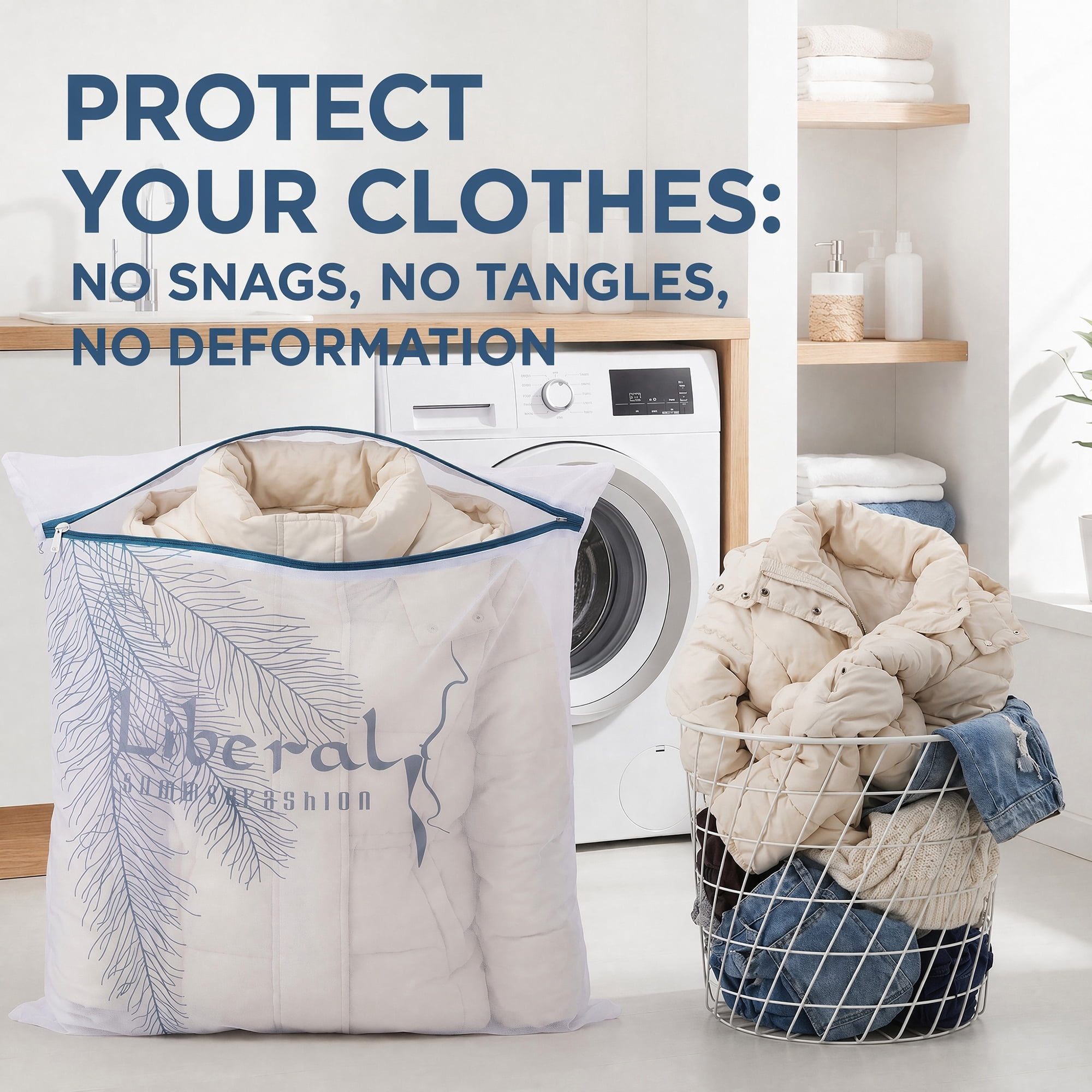 Unique Bargains 2Pcs Mesh Laundry Bags for Delicates Protect Garments White 23.6" x 23.6"