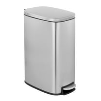 Innovaze 13 Gallon/50 Liter Slim Stainless Steel Step-on Trash Can for Kitchen, Silver