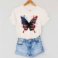 thumbnail image 6 of Womens 4Th Of July Summer Tops for Womens，Summer American Flag Printed T-Shirt Round Neck Tee Short Sleeve Top Retro Dressy Tee Shirts Vacation Beach Party Tunics Blouses 2025 Summer, 6 of 7