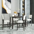 thumbnail image 2 of Classic Elegant Kitchen Dining Furniture , Soft Backrest 5-Piece Counter Height Dining Set, Wooden Rectangular Dining Table and 4 Upholstered Chairs Dining Set , Espresso Frame with Beige Cushion, 2 of 9