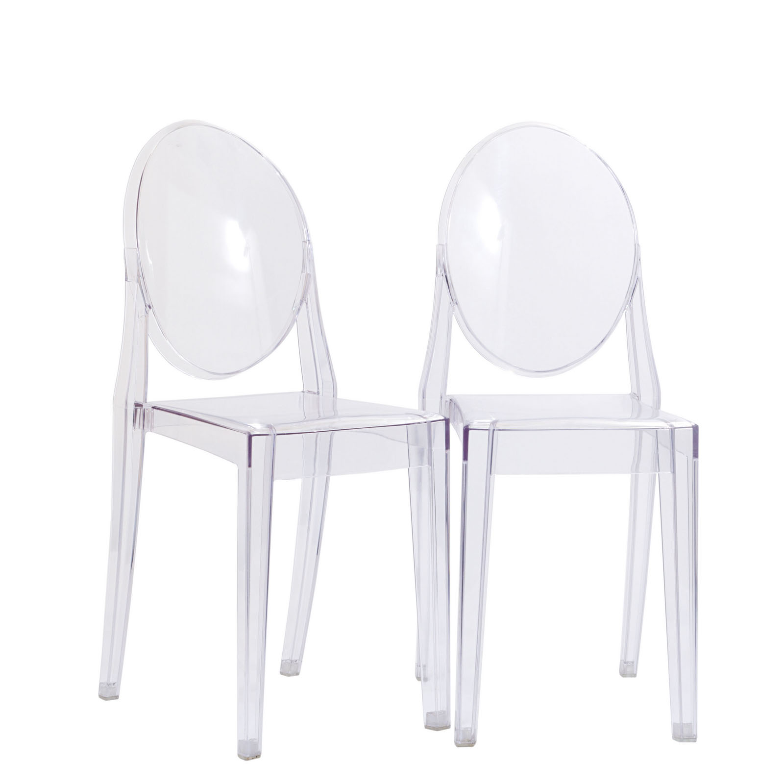 Modern Contemporary Kitchen Clear Dining Chairs Set of Two Clear