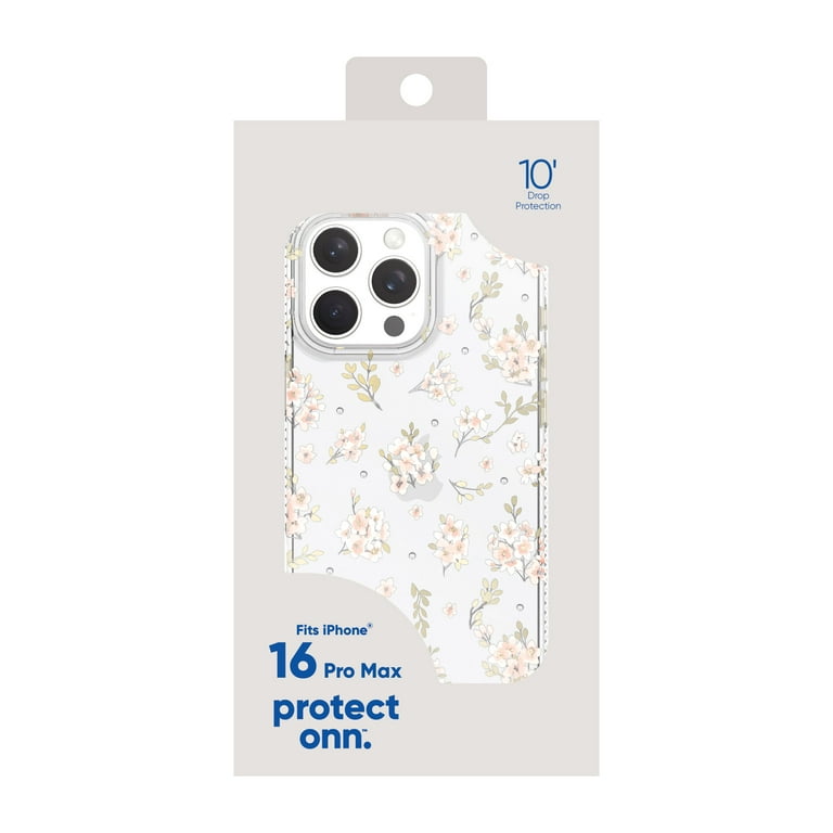 onn. Pink Floral with Gems Phone Case for iPhone 16 Pro Max