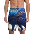 thumbnail image 1 of Balery Moonlit Blue Wolf Pantalones cortos de pijama de punto de algodón para hombre con cinturilla y bolsillos-3X-Large, 1 of 6