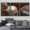 thumbnail image 3 of wall26 Framed Canvas Print Wall Art Set Baseball, Mitt, Football &amp; Basketball Sports Athletes Photography Realism Contemporary Scenic Colorful for Living Room, Bedroom, Office - 16"x24", 3 of 5