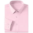 thumbnail image 4 of JUUYY Men's Four Side Silk Dress Shirt Casual Business Wedding Shirt Wrinkle-Free Button Collared Long Sleeve Shirts Pink XS, 4 of 5