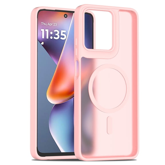 Dteck Magnetic Matte Case for Moto G Power 5G (2025),Shockproof TPU PC Case Compatible with Mag Safe Frosted Translucent Back Cover for Moto G Power 5G (2025),Pink