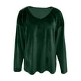 thumbnail image 4 of ClodeEU Women's V Neck Long Velvet Sleeve Tops ,Casual Fashions Basic Loose Fit Tunic T Shirts Green,Womens Plus L, 4 of 8