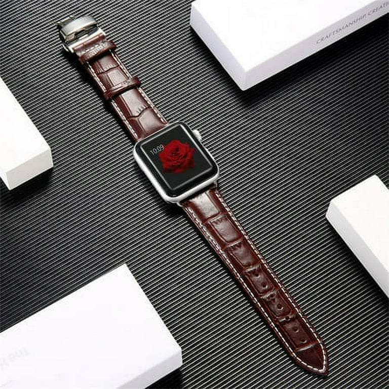 Crocodile Lines Leather Watch Bands Compatible with Apple watch