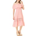 thumbnail image 4 of INSPIRE CHIC Women's Dress Flutter Sleeve Off The Shoulder Ruffle Lace Insert Maxi Dresses XS Light Pink, 4 of 7