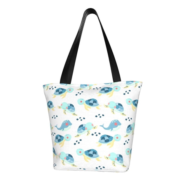 Fotbe Sea Turtle Bolsa de Playa con Estampado, Bolsa de Hombro, Bolsa de Mano Espaciosa, Bolsa de Viaje Ligera, Bolsa de Compras Versátil