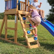Backyard Discovery Bay Pointe Cedar Wood Swing Set, Slide, Play Deck, Rock Wall Ladder