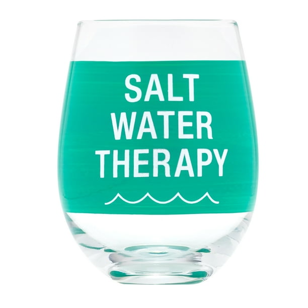 Salt Water Therapy Ocean Blue 16 ounce Glass Wine Tumbler