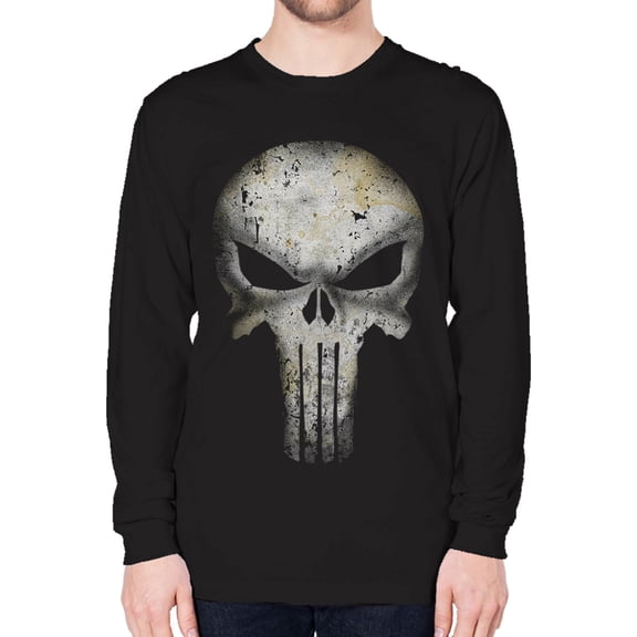 Marvel Men's & Big Men's Punisher Classic Logo Long Sleeve Graphic Tee, Marvel T-Shirts