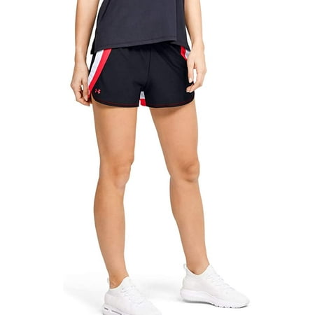 Under Armour Black Stripe Wordmark Logo UA Shorts Hand Pockets Women's Size