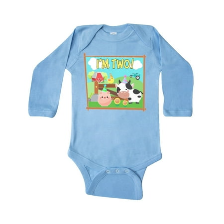 

Inktastic I m Two! Farm Animals Wearing Birthday Party Hats Gift Baby Boy or Baby Girl Long Sleeve Bodysuit