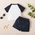 thumbnail image 4 of Kucnuzki 6 Months Baby Boy Summer Outfits Shorts Sets 9 Months Short Sleeve Color-Blocked Dinosaur Prints T-Shirt Tops WalkShorts 2PCS Set White, 4 of 9