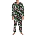thumbnail image 3 of Naloa Lilies Flowers Men’s Pajamas Set - Long Sleeve Button Down Sleep Shirt and Pajama Bottoms Sleepwear Set-Large, 3 of 7