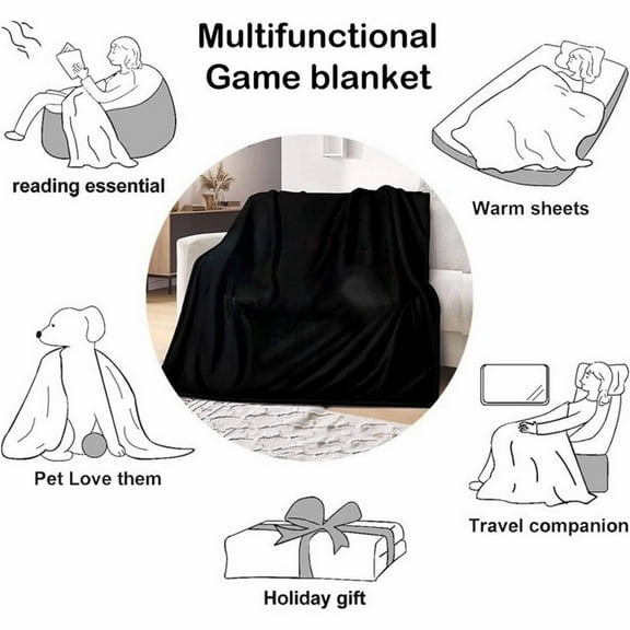 Hewann Gaming Fun Throw Blanket Soft Bed Bedding Warm Cozy Plush Flannel Fleece Blankets Gifts for Kids Boys Teens Men, Sofa Couch Bedroom Home,1PC,Black,Flock,100*75cm