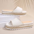 thumbnail image 4 of HomeDM Women's Platform Espadrille Slide Sandals Dressy Bohemian Open Toe Slip On Beach Sandals for Summer, White Size 6.5, 4 of 9