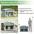 thumbnail image 2 of 47.2" Cabin Style Dog House, Pine Wood Dog Kennel Outside with Terrace, Porch and 2 Doors, Outdoor/Indoor Weather Proofed Dog Crate for Small and Mid Size Dogs, Gray, 2 of 9