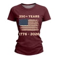 thumbnail image 6 of NMMUED 250 Years America Anniversary Flag Shirt Women 4th of July Shirts Patriotic Independence Day Short Sleeve Outfit Wine XL, 6 of 6