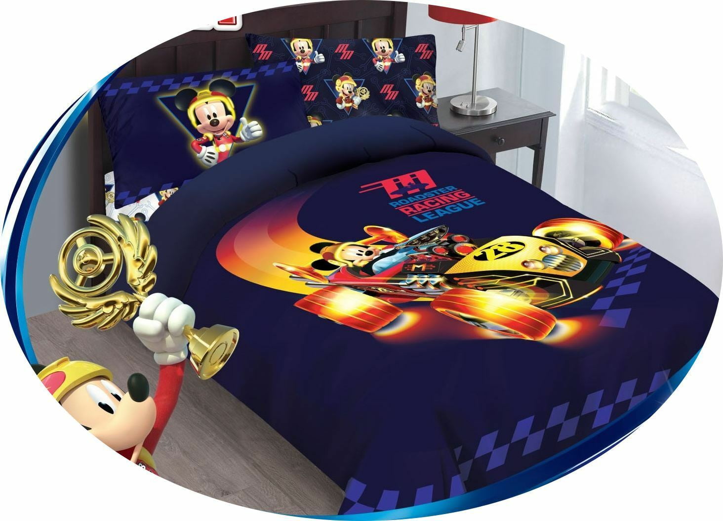 Full Mickey Mouse Disney BED IN A BAG Comforter Set W/Fitted Sheet And