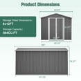 thumbnail image 2 of LZBEITEM 8'x12' Outdoor Metal Storage Shed with Floor Frame, Galvanized Steel Garden Shed, Metal Garden Tool Shed with Double Lockable Doors for Backyard Patio Lawn, Gray, 2 of 14