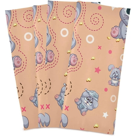 

Kitchen Towels Cartoon Gray Rabbits Pattern Cleaning Towel Absorbent Hand Towels Tea Towels for Home Restaurant Dish Clean 28 x 18 4PCS