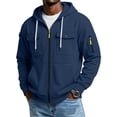 thumbnail image 2 of Men's Full Zip Hoodie Long Sleeve Multi Pocket Tactical Sweatshirt Drawstring Loose Fit Casual Outdoor Jacket For Fall Winter XL, 2 of 9