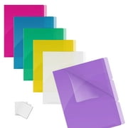 Poly Project Document Pockets, 18 Pack, 1/3 Cut Tabs, Plastic File Jacket Sleeves for Letter Size Paper, 6 Translucent Colors, 6 Full Sets of Tabbed Folders, by Better Office Products
