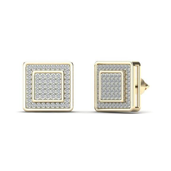 aaXia Men’s 14K Yellow Gold 1/3ct TDW Diamond Square Stud Earrings