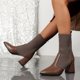 thumbnail image 5 of NECHOLOGY Botas Mujer Adulto Femenino Zapatos Botines de mujer Botines de mujer Otoño e Invierno tacón grueso tacón medio puntiagudo calcetines de tela zapatos Color sólido estilo Casual (Brown, 6.5), 5 of 7