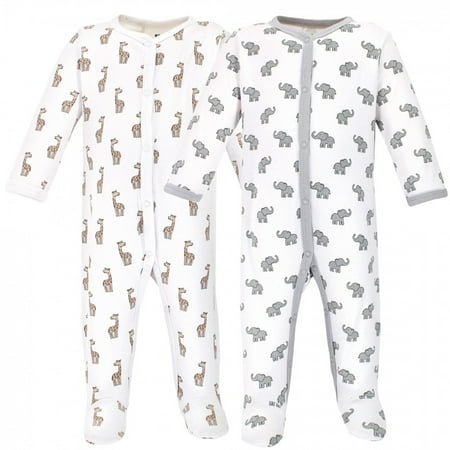 

Hudson Baby Baby Cotton Snap Sleep and Play 2pk Elephant Giraffe 6-9 Months