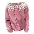 thumbnail image 4 of Women's Fair Isle Sweater Long Sleeve Button Down Open Front Pullover Christmas Knit Cardigan Funny Outerwears, 4 of 4